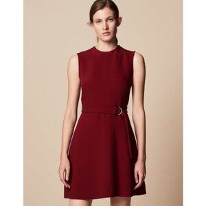Sandro Emel Red Belted A-Line Mini Dress Size 1 (FR 36)